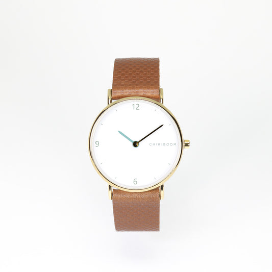 Textured brown / white and gold watch