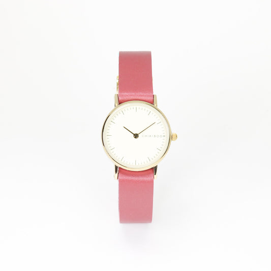 Dark Pink / cream and gold women's watch