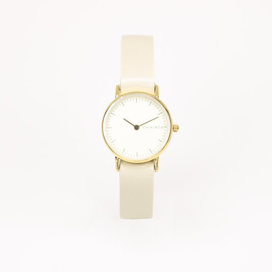 Shiny beige / taupe and gold women's watch