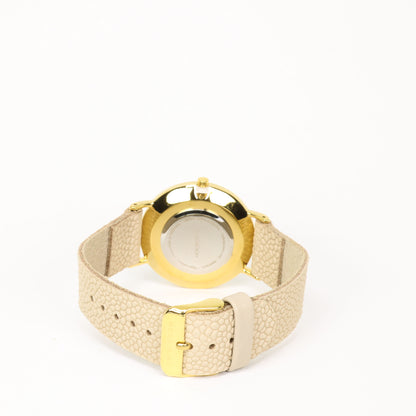 Sandy beige / white and gold watch