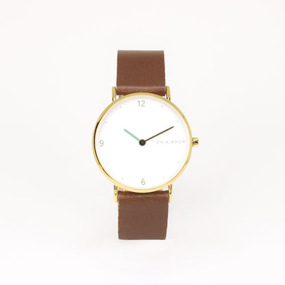 Dark brown / white and gold watch